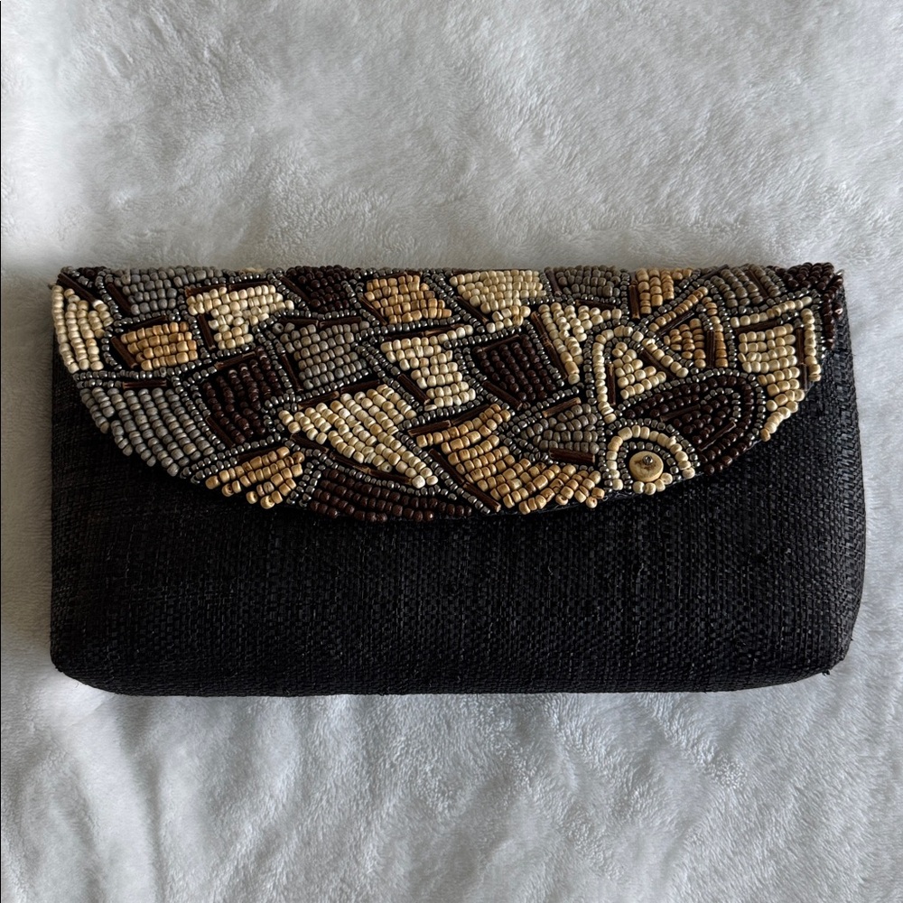 Island Girl Beaded and Raffia Clutch